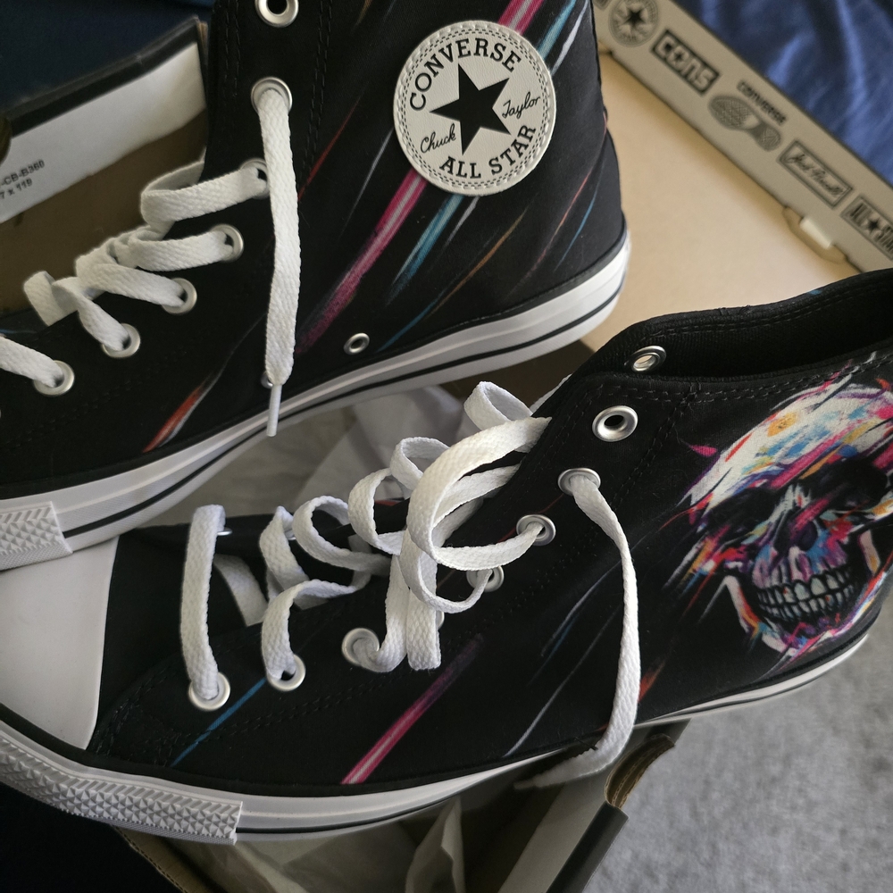 Converse Black High-Top Sneakers with Skull Design